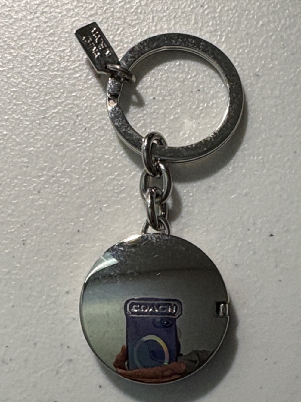 Coach Poppy Purple Enamel Heart LOCKET Key Ring EUC - Picture 5 of 6